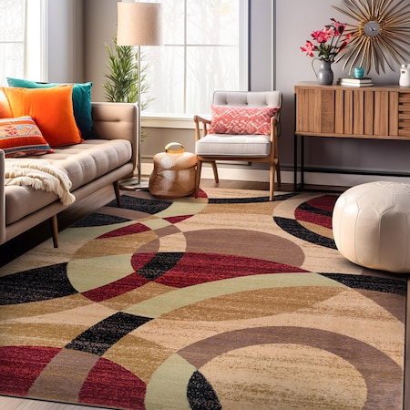 World Rug Gallery Contemporary Abstract Circles Soft Area Rug 5'3'' x 7'3'' Multi 105MULTI5X7